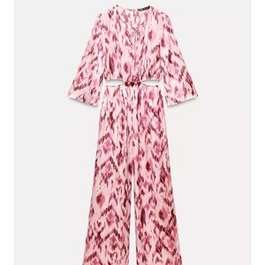 Elegant Pink Patterned Jumpsuit